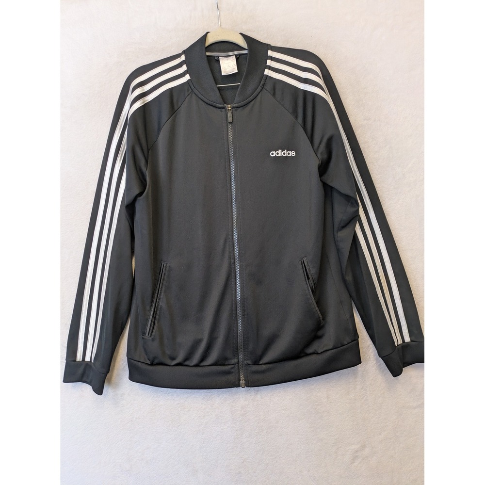 Adidas Women's Size L‎ Full Zip Track Jacket Black and White 3 Stripe